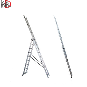 folding aluminum three parts extension ladder escada